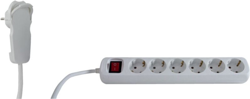 Rev Steckdosenleiste Flachst. 6-fach m. Schalter, 2m