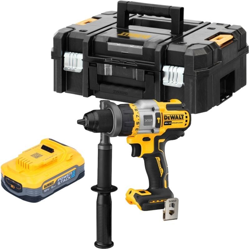 DeWalt DCD 999 NT Akku Schlagbohrschrauber 18 V 95 Nm Brushless + 1x Powerstack Akku 5,0 Ah + TSTAK - ohne Ladegerät