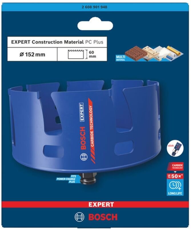 Bosch EXPERT Lochsäge Construction Material Power Change Plus, 152 x 60 mm