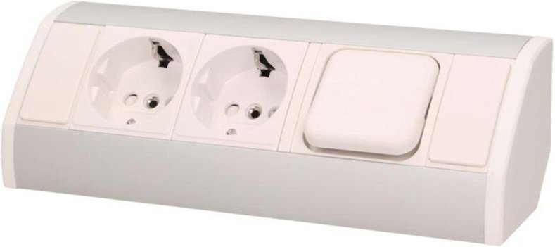 Möbelsteckdose 2x250V, Schalter OR-GM-9002/W-G(GS) Schuko