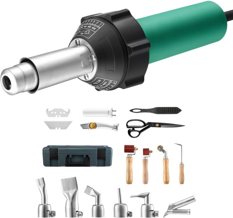 Mophorn Heißluft-Kunststoffschweißgerät, 1600 W Brennerpistole, 50–600 °C Heißluftpistole mit 17 Zubehörteilen – Werkzeu...