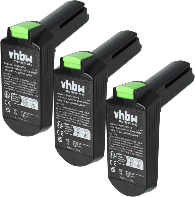vhbw 3x Akku kompatibel mit Festool CXS 1.5 Li Plus, CXS 1.3 Li Set, CXS 1.3 Li Plus, CXS Werkzeug (2000 mAh, Li-Ion, 10...