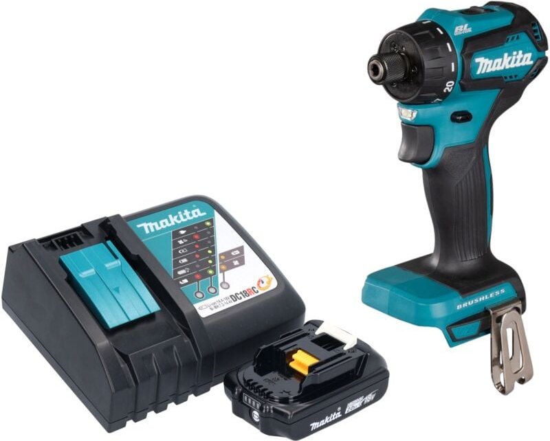 Makita DDF 083 RA1 Akku Bohrschrauber 18 V 40 Nm 1/4'' Brushless + 1x Akku 2,0 Ah + Ladegerät