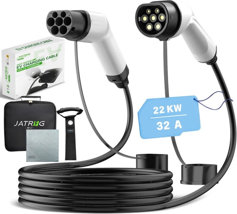 Thumbnail - Ladekabel für Elektrofahrzeuge, 22 kW, 12 m, 32 a, dreiphasiges Verlängerungskabel für Hybridfahrzeuge vom Typ 2 auf Typ...