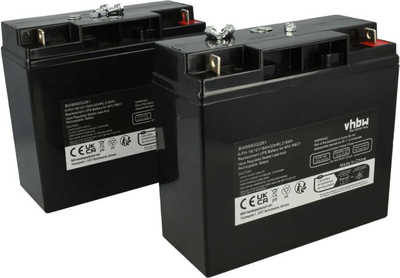 2x Akku kompatibel mit apc SUA1500ICH, SUA1500US, SUA750RMJ1UB, SUA750XL, SUA1500X93, SUVS1400, xl SU1000XLNET usv (1800...