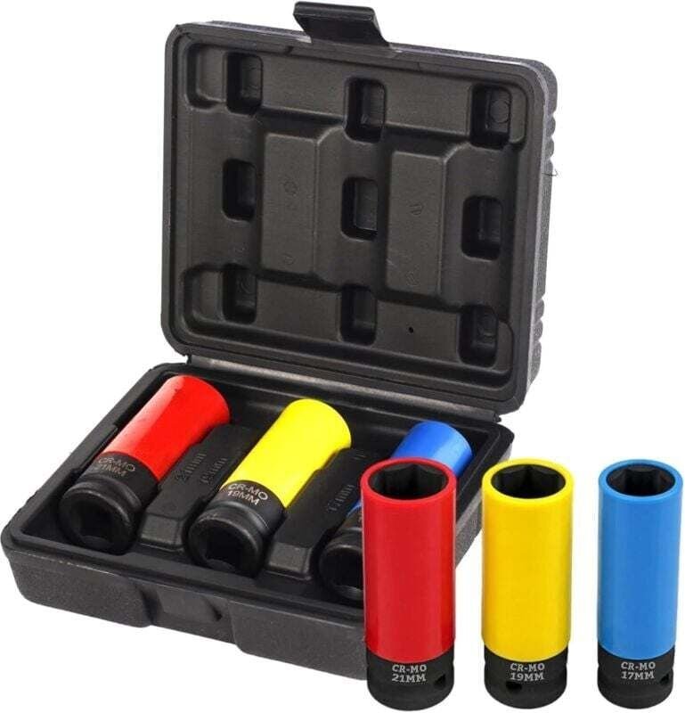 1/2"-Schlagschrauber-Steckschlüsselsatz – Speziell für die Radmontage und -demontage – Chrom-Molybdän – 3-teilig – 19-21...