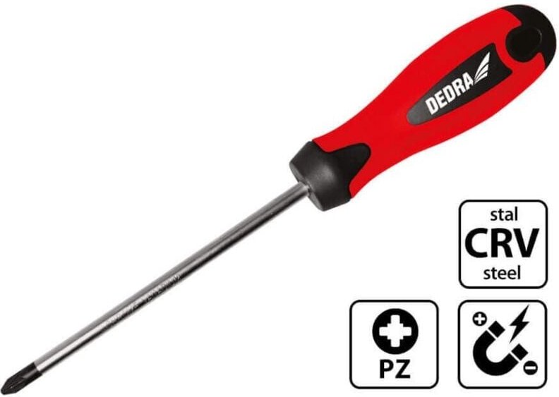 DEDRA Phillips Pozidriv PZ3 Schraubendreher, 150 mm – CrV-Stahl, magnetisch