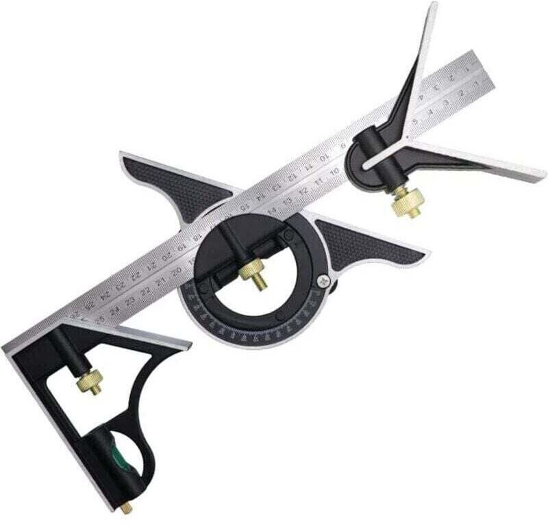 Équerre à Combinaison 300mm, Équerres de charpentier, Règle d'angle en Acier Inoxydable, Équerre Combinée avec Niveau à ...