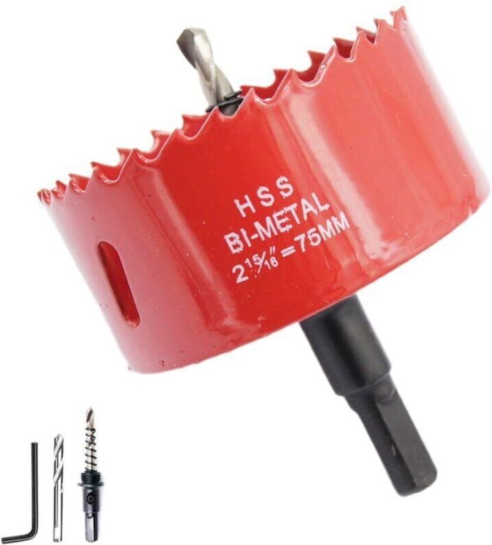 75-mm-HSS-Bimetall-Lochsäge mit Bohrfutter für Holz und Metall