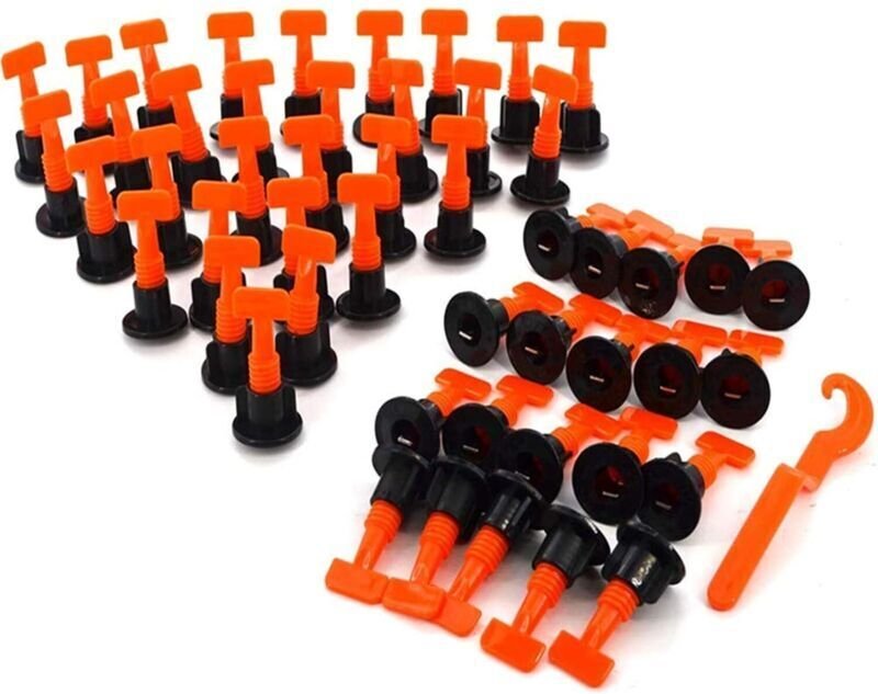 Wiederverwendbares 50-teiliges Fliesennivellierungsset mit Schraubenschlüssel, Nivellierset, Nivelliersystem, Bauwerkzeu...