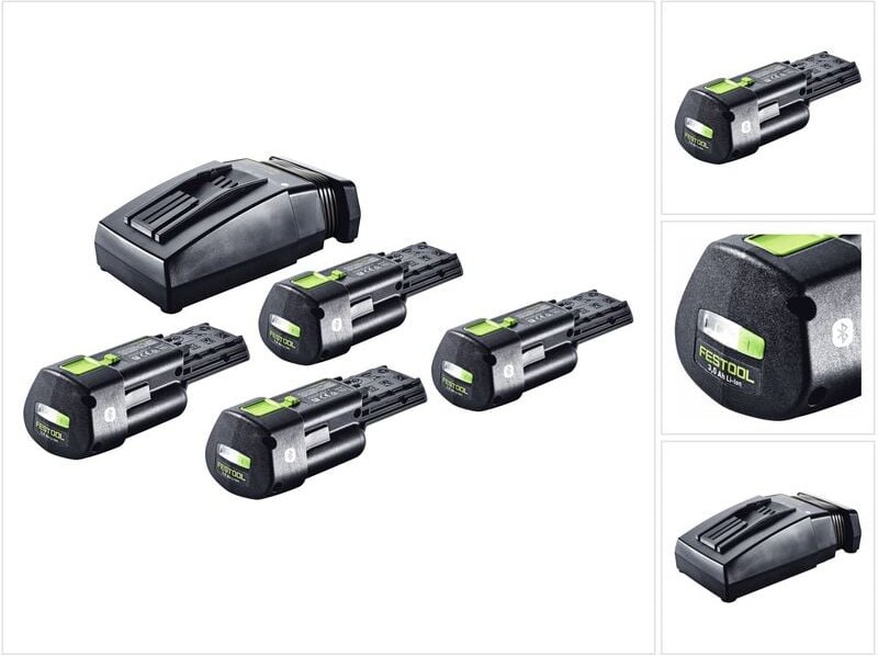 Thumbnail - Festool Energie Set 4x BP 18 Li 3,0 Ergo I Akku 18 V 3,0 Ah / 3000 mAh Li-Ion ( 4x 577704 ) + TCL 6 Ladegerät ( 201135 )