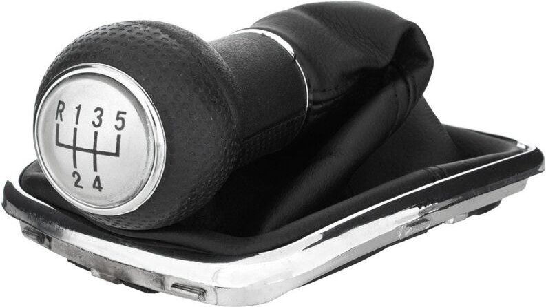 VW Golf IV 98-05 Silberner Schaltknauf + Dichtung mit Chromrahmen, Bohrung 22 mm