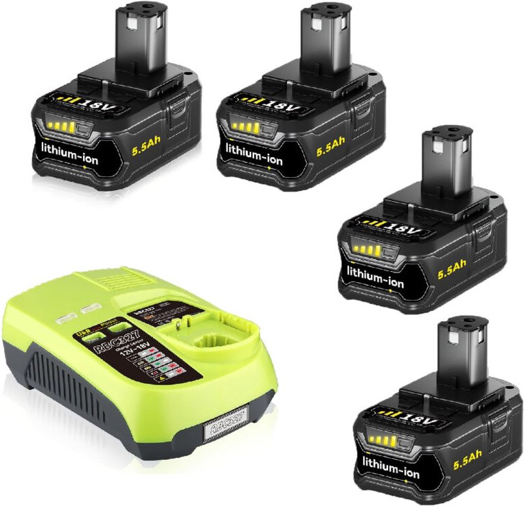 Thumbnail - Pdstation - 4er-Pack 5,5 Ah P108 Lithium-Ionen-Akkus, kompatibel mit Ryobi 18 v (0ne+) P102, P103, P105, P107, P108, P10...