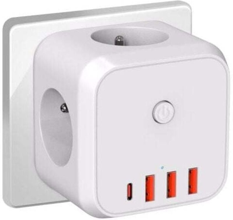 7-in-1-Steckdosenleiste in Würfelform mit Überlast- und Überspannungsschutz, 4000 W/16 a, mit Sicherheitstür, tragbare S...