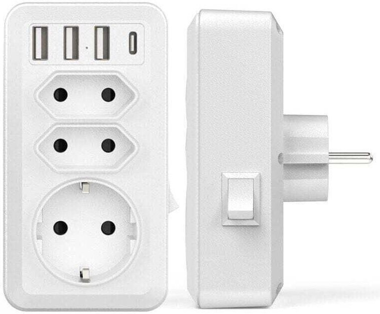 UlisemUSB Mehrfach-Steckdosenleiste, 7-in-1-USB-Wandladegerät-Steckdosenleiste mit 3 AC-Steckdosen (16 A, 3800 W), 3 USB...