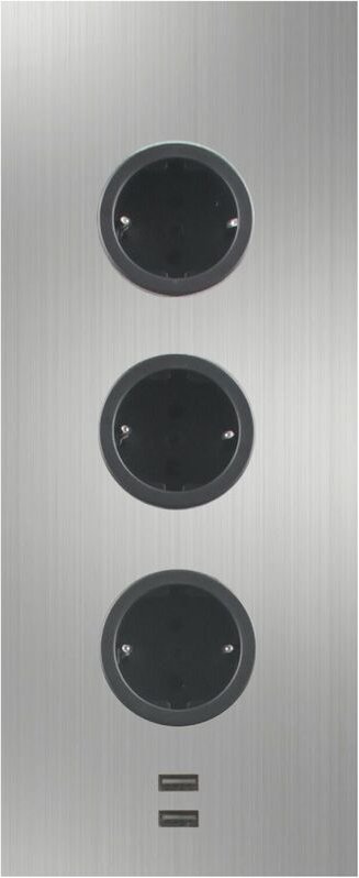 Caressi - Steckdosenelement 3ST29 3 Schukosteckdosen 2 USB-Charger Edelstahl