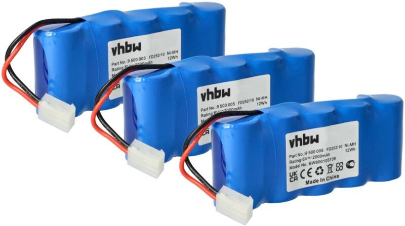 3x Ni-MH Akku 2000mAh (6V) kompatibel mit Werkzeuge Bosch Roll-Lift K10, Roll-Lift K12, Bosch Rollfix D870E Ersatz für B...