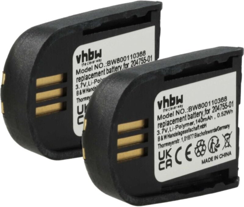 vhbw 2x Akku kompatibel mit Plantronics Savi W740-M, W740, W440-M, W440, 86507-01 Wireless Headset Kopfhörer (140 mAh, 3...
