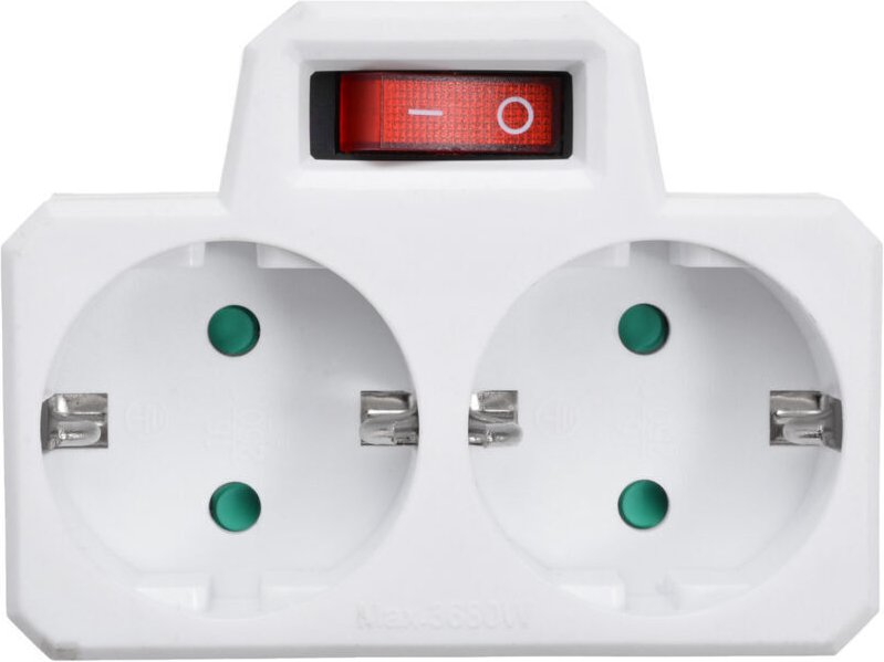 Thumbnail - Doppelsteckdosenleiste mit Schalter, französische Steckdosen, weiß