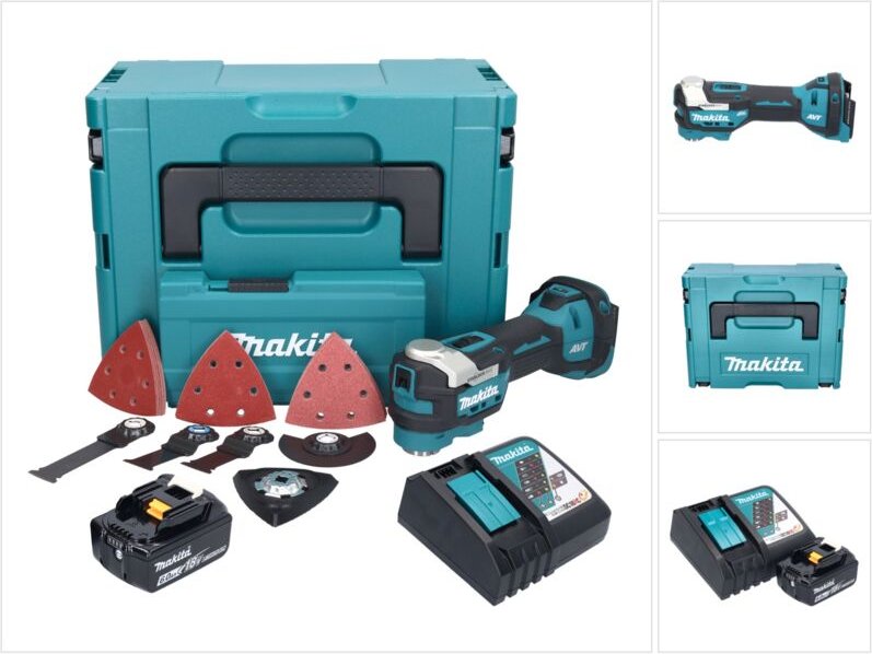 Dtm 52 RG1JX4 Akku Multifunktionswerkzeug 18 v Starlock Max Brushless + 1x Akku 6,0 Ah + Ladegerät + Zubehör Set + Makpa...