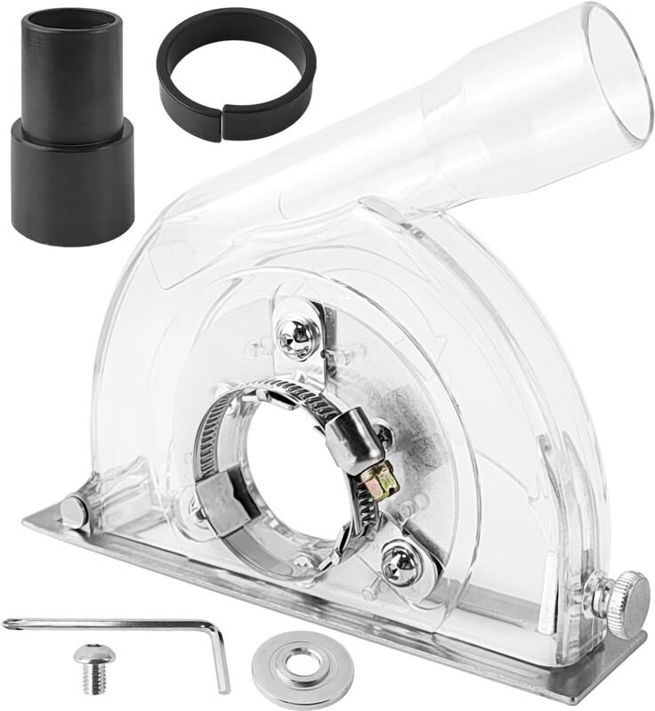 Staubabsaugschutz für 125-mm-/100-mm-/150-mm-Winkelschleifer mit Sechskantschlüssel und Unterlegscheiben, Winkelschleife...