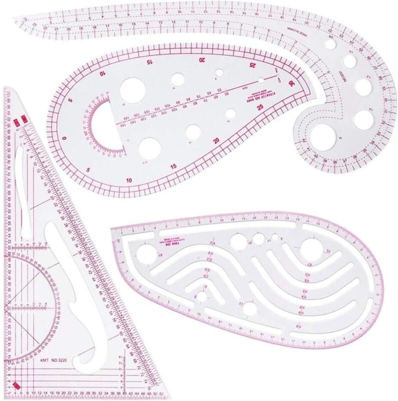 Nählineal, 4 Stück, Kleidungslineal, metrisches Lineal, Kurvenlineal zum Nähen, Nähwerkzeuge, Zeichenvorlage, Zeichensch...