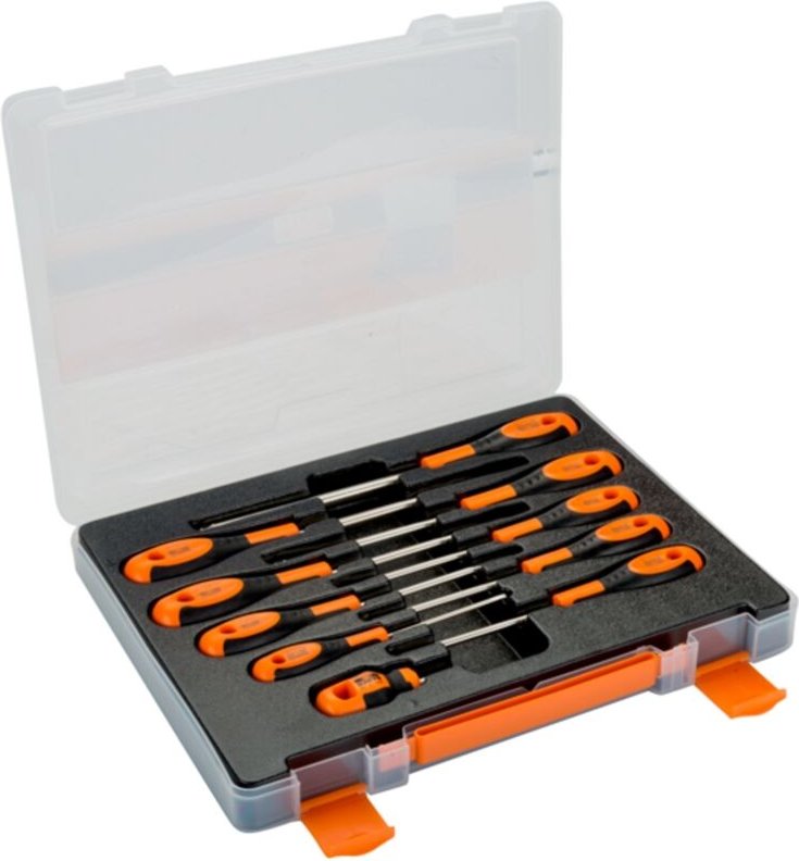 Bahco Schraubendreher-Satz für Schlitz-, Phillips- und Robertson-Schrauben mit Gummigriff - 10-tlg.