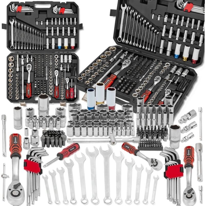 FORCEKRAFT Werkzeugsatz 222 ELEMENTS CrV-Stahl GROSSER Satz 1/4" 3/8" 1/2"
