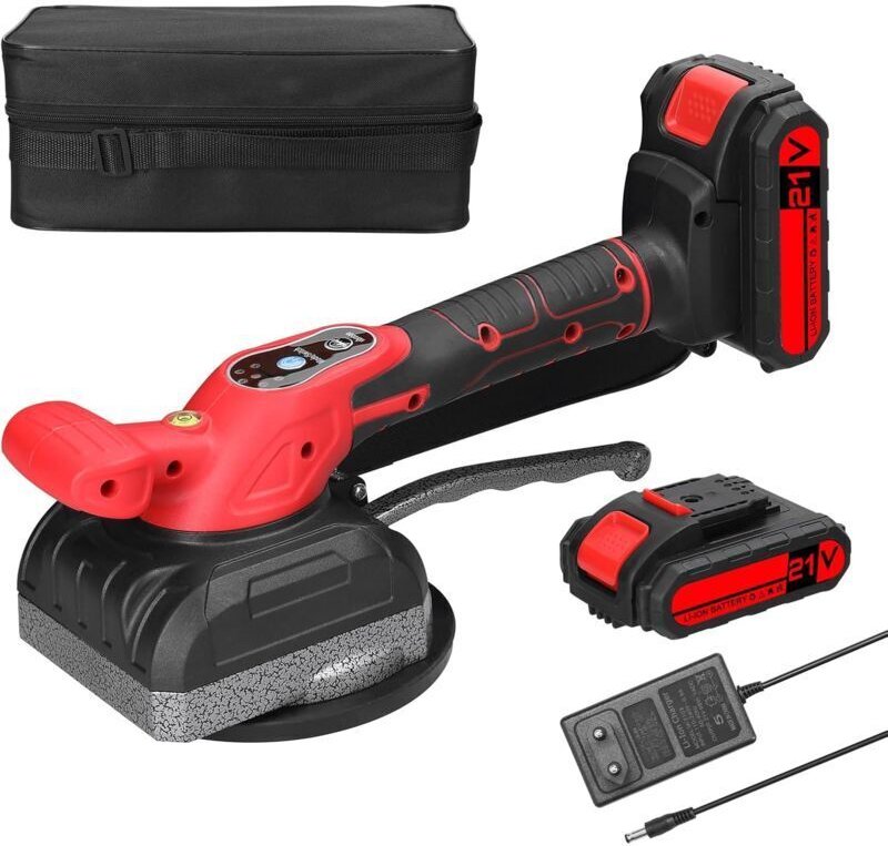 Vtizikl Machine à carrelage vibrante 21V, 5 vitesses réglables,Machine Vibrante Carrelage 2x1300 mAh, diamètre de ventou...