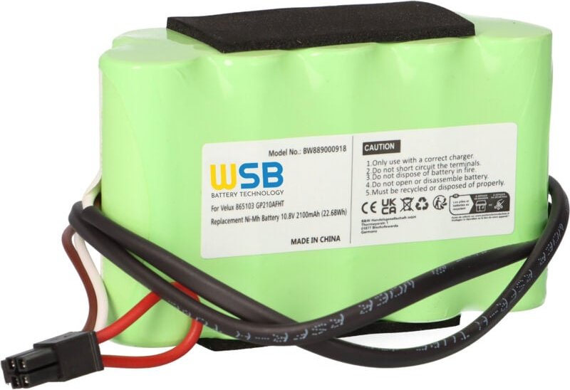 Akku kompatibel mit Velux Dachfensterrollladen und Rollladen, Solarfenster anderer Hersteller (2100mAh, 10,8V, NiMH) - V...