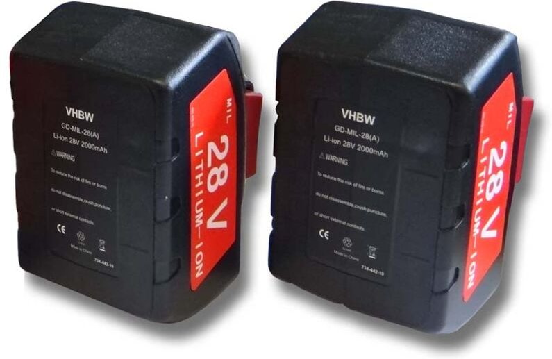 Vhbw - 2x Akku kompatibel mit Wurth Master 28V, h 28-MA Elektrowerkzeug (2000 mAh, Li-Ion, 28 v)
