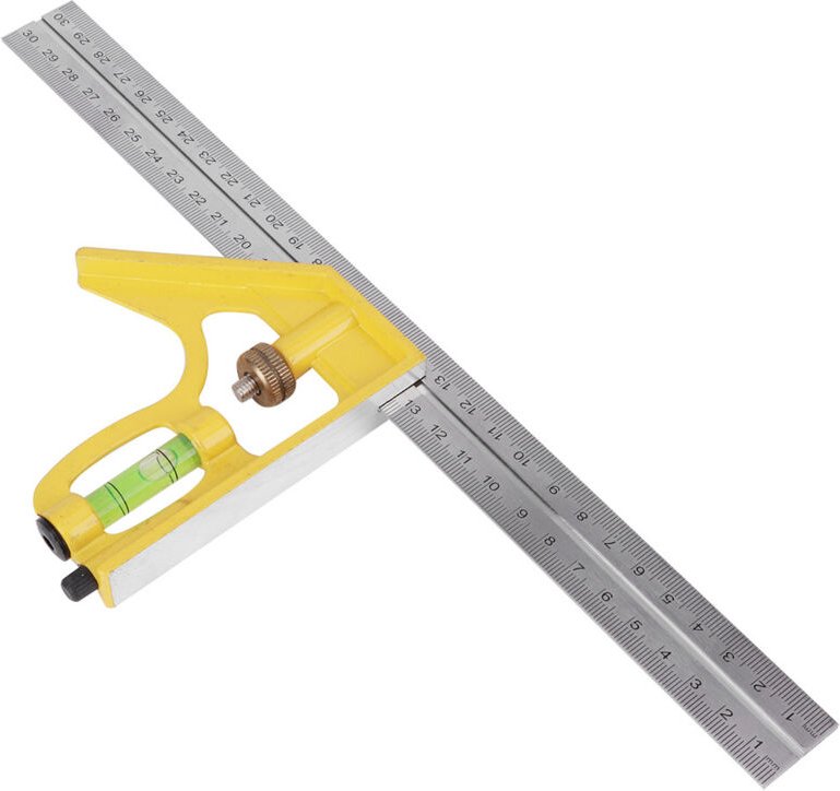 Kombinationswinkel, 11,8 Zoll, Markierung von 45 bis 180 Grad, tragbares Edelstahl-Lineal, Messwerkzeug für Holzbearbeit...