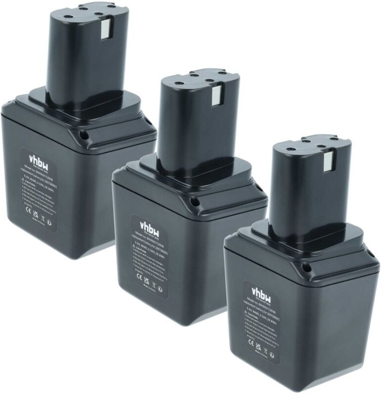 Vhbw - 3x Akku Ersatz für Bosch 3 607 300 502, 92955, BH964N, 3607300502, BH-964N für Werkzeug (3000 mAh, NiMH, 9,6 v)