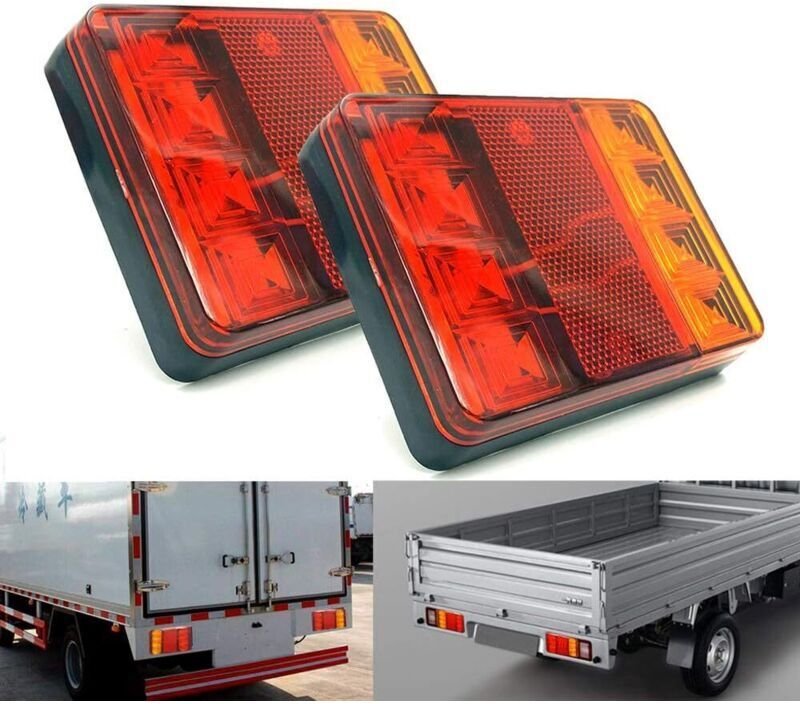 2 Stück wasserdichte 8-LED-Rückleuchten, rot/gelb, 12 V DC, für Auto, LKW, Anhänger, Boot, Styling, Warnleuchte