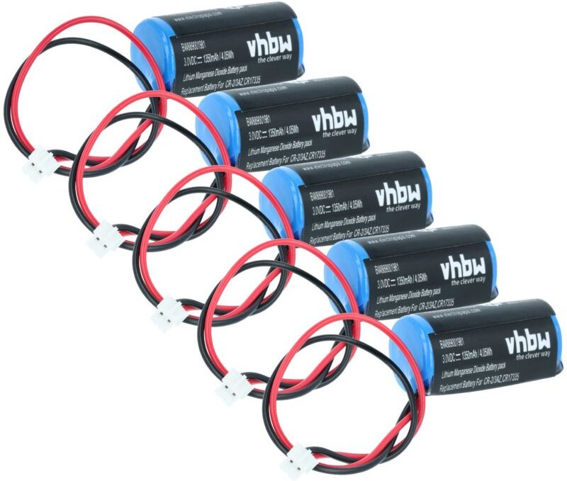 vhbw 5x Batterie Ersatz für Verisure CR-2/3AZ für Alarmanlage, Alarmsystem (1350 mAh, 3 V, Li-MnO2)
