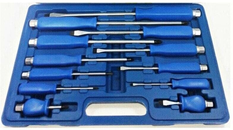 12-teiliges magnetisches Schraubendreher-Set aus Chrom-Vanadium im Kunststoffkoffer – - Ymyny