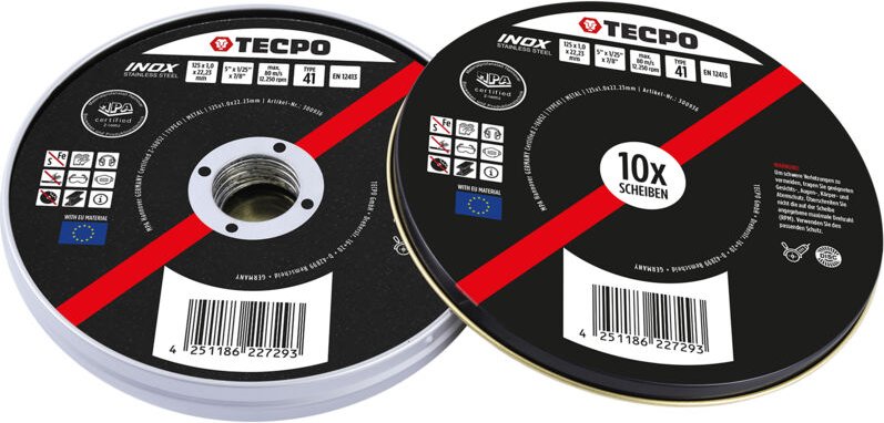 TECPO Trennscheibe Ø 125 mm Winkelschleifer Flexscheiben für Stahl, Metall und Edelstahl (INOX) 1.0 mm 22.23 mm Metalltr...