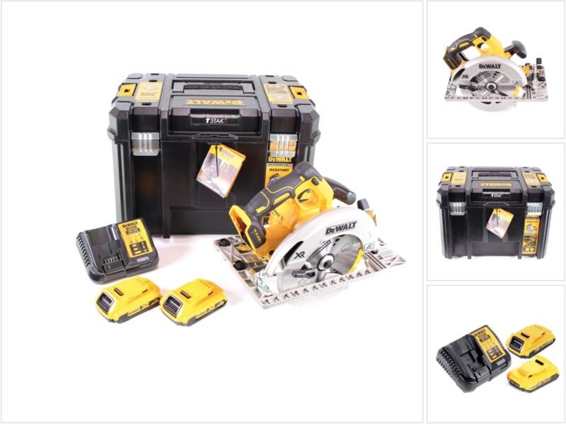 DeWalt DCS 572 D2 Akku Handkreissäge 18V 184 x 16 mm + 2x Akku 2,0Ah + Ladegerät + T-STAK