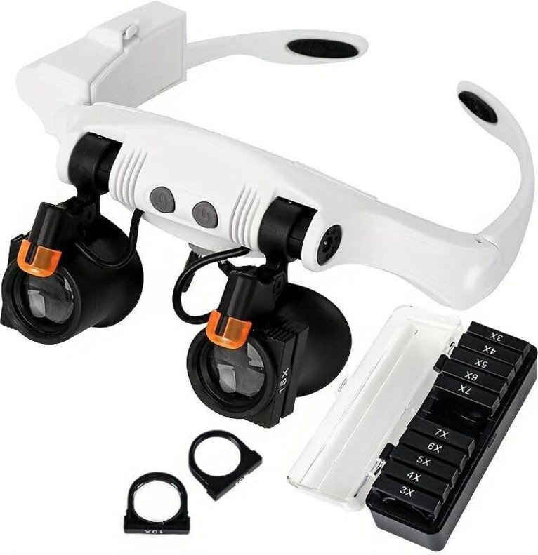 LED-Lupe im Brillenstil, 21 Vergrößerungsstufen, für Präzisionsteile, Inspektion, Uhren, Wartung, Vergrößerungsglas