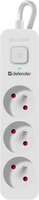 Defender SFS 131 Steckdosenleiste 1,5 m, 3 Steckdosen, weiß