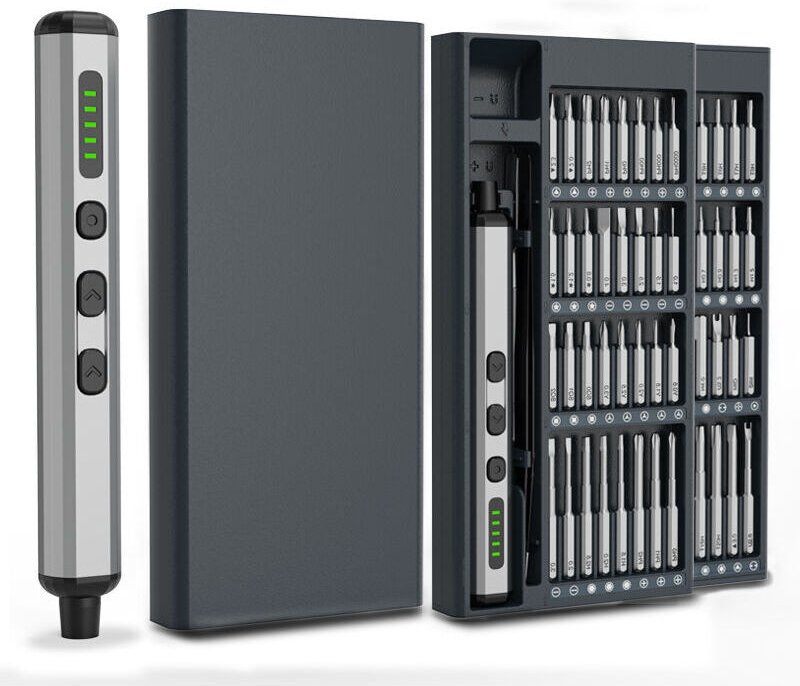 68-in-1 Elektroschraubendreher-Set, wiederaufladbarer Elektroschraubendreher mit 64 magnetischen Bits, 5 Drehmomenteinst...