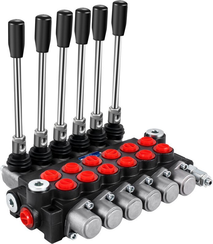 VEVOR Hydraulisches Wegeventil, 6-Spulen-Hydraulikschieberventil, 11 GPM hydraulisches Laderventil, 3600 PSI Wegeventil,...