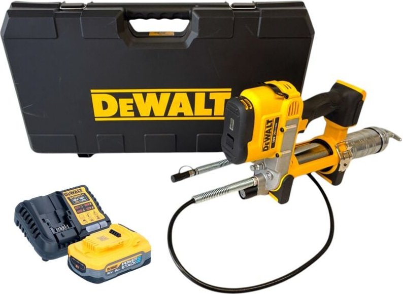 DeWalt DCGG 571 H1K Akku Fettpresse 18 V + 1x Powerstack Akku 5,0 Ah + Ladegerät