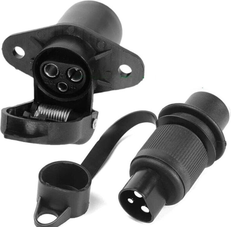 Schukostecker 3-polig landwirtschaftlich männlich und Schukostecker 3-polig landwirtschaftlich weiblich, 12V 3-poliger S...