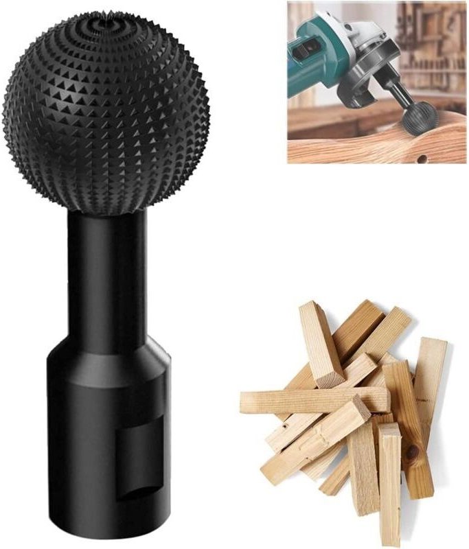 10-mm-Rotationskugelfräser, Holzschleifkopf für Winkelschleifer, Holzschnitz-, Polier- und Bohraufsatz, Schnitzkugelfeil...