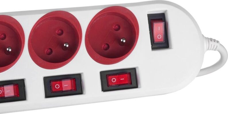 Maclean Steckdosenleiste, Kabel verlängerung of 5 Steckdosen, mit Schalter, 250vac/10a, 1,5m, mce204 r/w