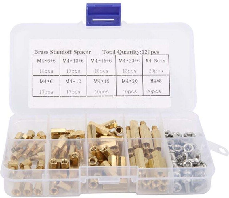 Ulisem 120-teiliges M4-Messing- und 304-Edelstahl-Abstandshalter mit Innen- und Außensechskant für Leiterplatten, Mother...