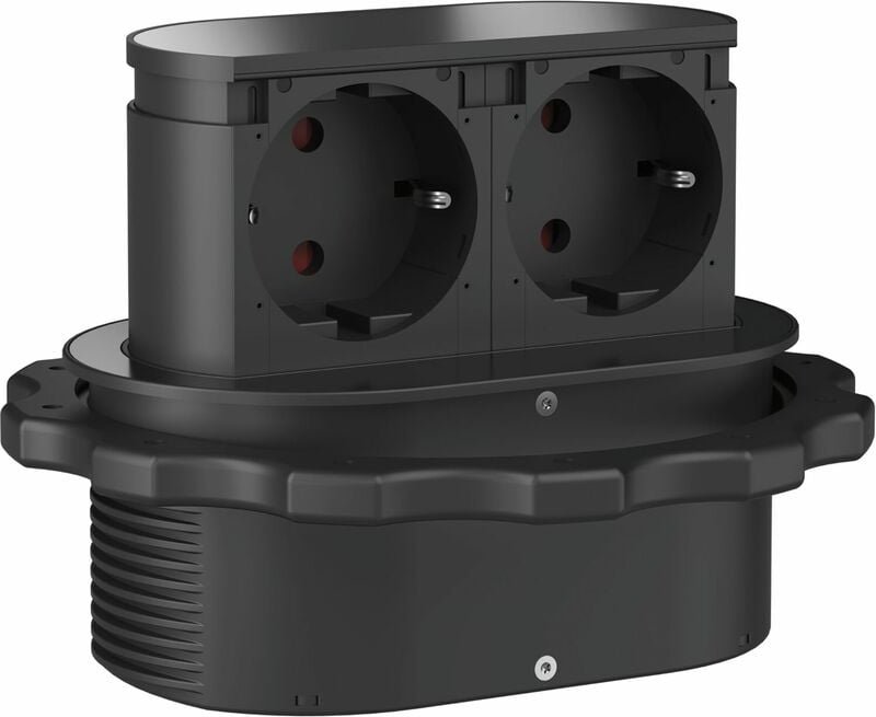 HPF Steckdosenelement Piccolino 2 Stk. Schukosteckdosen, schwarz