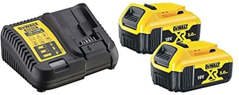 Batteria agli ioni di litio DeWalt XR 2 pezzi da 5,0 Ah, 18 V con caricatore caricabatteria DCB115 DCB184