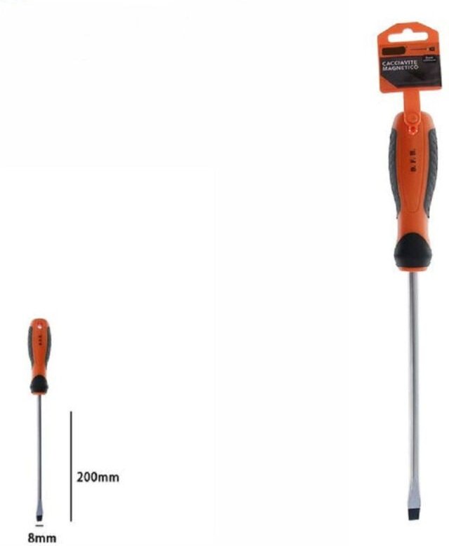 Trade Shop Traesio - Trade Shop - magnetischer schraubendreher schraubendreherspitze 8X200MM ergonomischer griff 07434 -